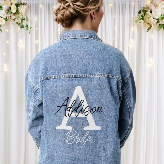 Persoonlijke initiaal en naam bruid monogram denim jacket