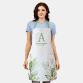 Persoonlijke Initiaal Groene Waterverf Schort (Gedragen)