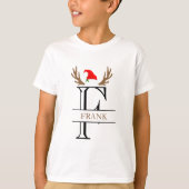 Persoonlijke Initiaal Letter F Santa Hat Antlers T-shirt