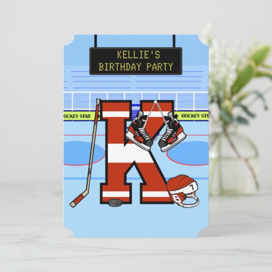 Persoonlijke Initiaal letter K Ice Hockey Kaart (Staand voorkant)