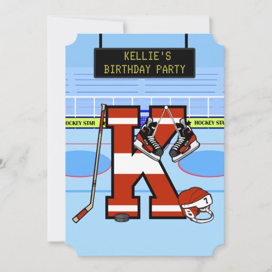 Persoonlijke Initiaal letter K Ice Hockey Kaart (Voorkant)