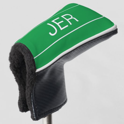 Persoonlijke Initiaal Met Monogram Groen Bescherme Golfheadcover (3/4 voorkant)
