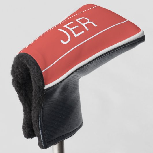 Persoonlijke Initiaal Met Monogram Rode Beschermen Golfheadcover (3/4 voorkant)