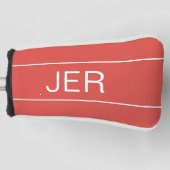 Persoonlijke Initiaal Met Monogram Rode Beschermen Golfheadcover (Voorkant)