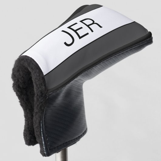 Persoonlijke Initiaal Monogram Donkergrijze Putter Golfheadcover (3/4 voorkant)