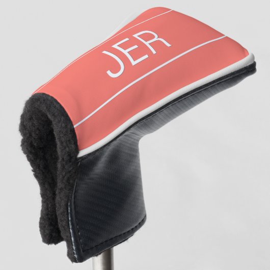 Persoonlijke Initiaal Monogram Koraal Putter Golfheadcover (3/4 voorkant)