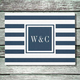 Persoonlijke Initiaal Monogram Navy Blauwe en Witt Deurmat