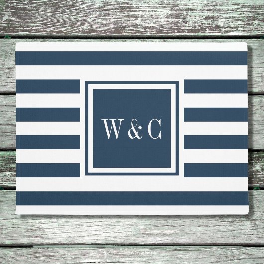 Persoonlijke Initiaal Monogram Navy Blauwe en Witt Deurmat
