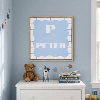 Persoonlijke Initiaal & Naam Monogram Muurkunst Canvas Afdruk