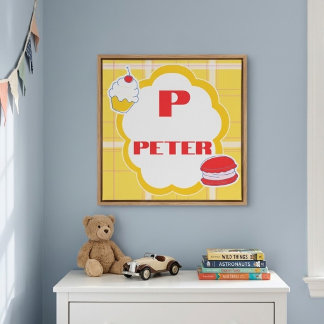Persoonlijke Initiaal & Naam Monogram Muurkunst Canvas Afdruk