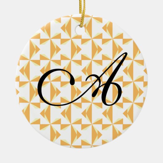 Persoonlijke Initiaal Pompoen Windmolens Keramisch Ornament (Voorkant)