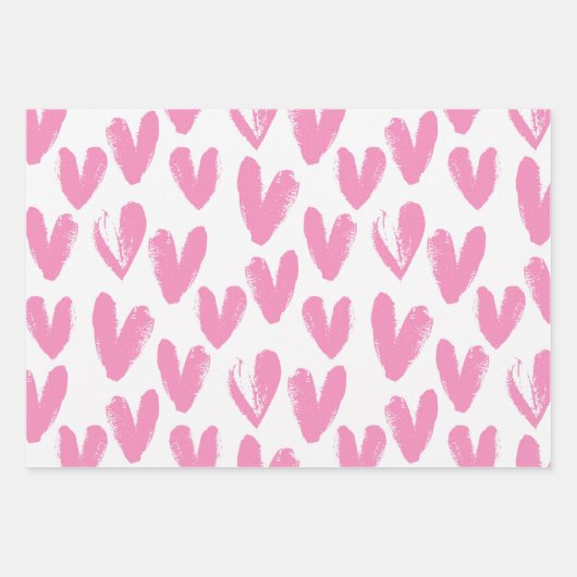 Persoonlijke Initiaal roze liefde Hartelijk Valent Inpakpapier Vel (Voorkant)
