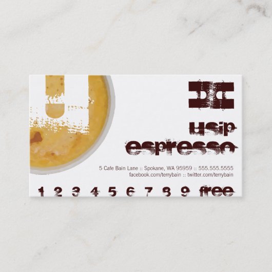 Persoonlijke Initiaal U Coffee Loyalty Card (Voorkant)