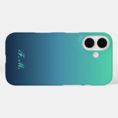 Persoonlijke Initialen Blauwe Gradiënt iPhone Hoes (Achterkant (horizontaal))