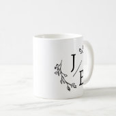 Persoonlijke Initialen Botanisch Monogram Bloem Koffiemok (Voorkant rechts)