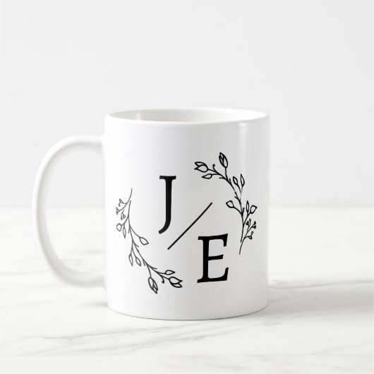 Persoonlijke Initialen Botanisch Monogram Bloem Koffiemok (Links)