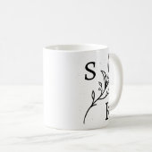 Persoonlijke Initialen Botanisch Monogram Bloem Koffiemok (Voorkant rechts)