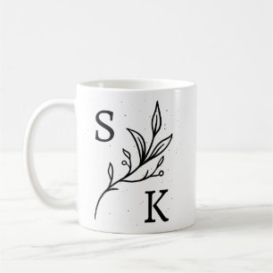 Persoonlijke Initialen Botanisch Monogram Bloem Koffiemok