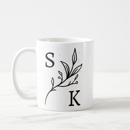 Persoonlijke Initialen Botanisch Monogram Bloem Koffiemok (Links)