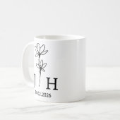Persoonlijke Initialen, Datum Bloemstuk Koppelinit Koffiemok (Voorkant links)
