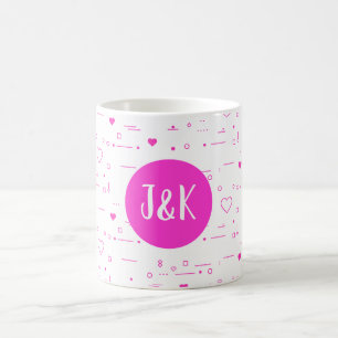 Persoonlijke Initialen J & K Roze Liefdespatroon Koffiemok