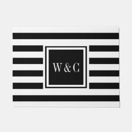 Persoonlijke Initialen Monogram Zwart en Wit Deurmat