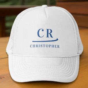 Persoonlijke Initialen Naam Minimalistisch Blauw & Trucker Pet