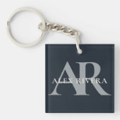 Persoonlijke Initialen & Naam Monogram Sleutelhang Sleutelhanger (Voorkant)