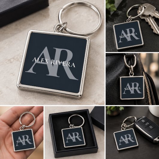 Persoonlijke Initialen & Naam Monogram Sleutelhang Sleutelhanger