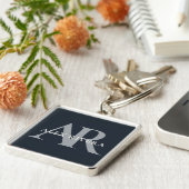 Persoonlijke Initialen & Naam Monogram Sleutelhang Sleutelhanger (Zijkant)