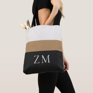 Persoonlijke Initialen Premium Gestreept Design Tote Bag