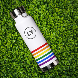 Persoonlijke Initialen Pride Flag Stripes White Waterfles