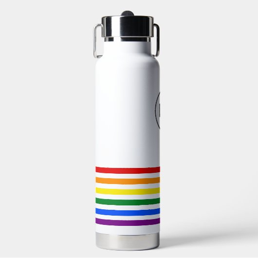 Persoonlijke Initialen Pride Flag Stripes White Waterfles (Voorkant)