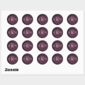 Persoonlijke Initialen Pruim Swirls Ronde Sticker (Vel)