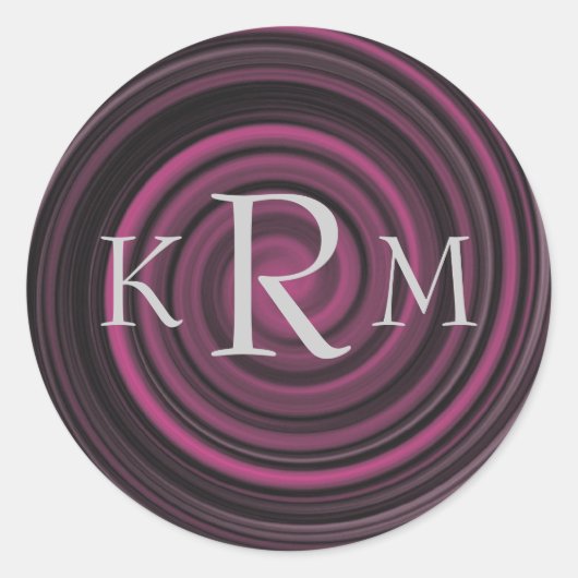 Persoonlijke Initialen Pruim Swirls Ronde Sticker (Voorkant)