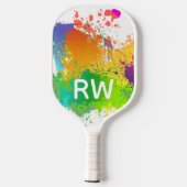 Persoonlijke Initialen Trendy Colorful Paint Splat Pickleball Paddle (Achterkant)