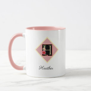 Persoonlijke Initialen Vintage Rozen "H" Mok