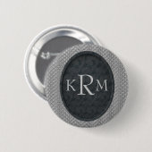Persoonlijke Initialen Zwart Bloemmotief Monogram Ronde Button 5,7 Cm (Voorkant /achterkant)