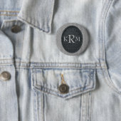 Persoonlijke Initialen Zwart Bloemmotief Monogram Ronde Button 5,7 Cm (In situ)