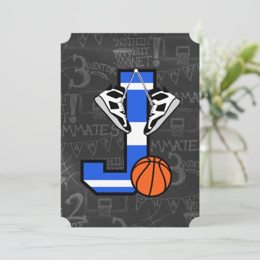 Persoonlijke initiële basketbal letter J Kaart (Staand voorkant)