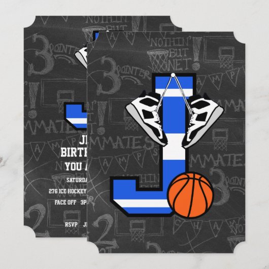 Persoonlijke initiële basketbal letter J Kaart (Voorkant / Achterkant)