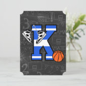 Persoonlijke initiële basketbal letter k kaart (Staand voorkant)