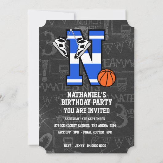 Persoonlijke initiële basketballetter N Kaart (Achterkant)