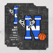 Persoonlijke initiële basketballetter N Kaart (Voorkant / Achterkant)