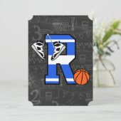 Persoonlijke initiële basketballetter R Kaart (Staand voorkant)