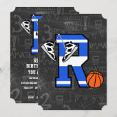 Persoonlijke initiële basketballetter R Kaart (Voorkant / Achterkant)