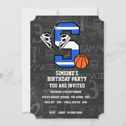 Persoonlijke initiële basketballetter S Kaart (Achterkant)