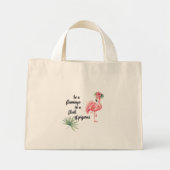 Persoonlijke Initiële Grappige Flamingo Tropisch Mini Tote Bag (Voorkant)