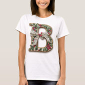 Persoonlijke initiële kerst hulst t-shirt (Voorkant)