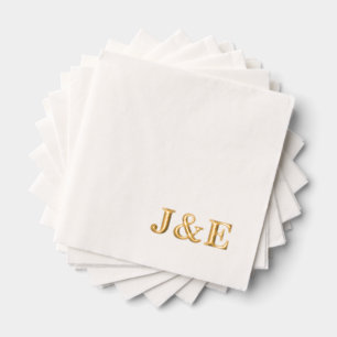 Persoonlijke initiële monogram huwelijksreceptie folie servetten